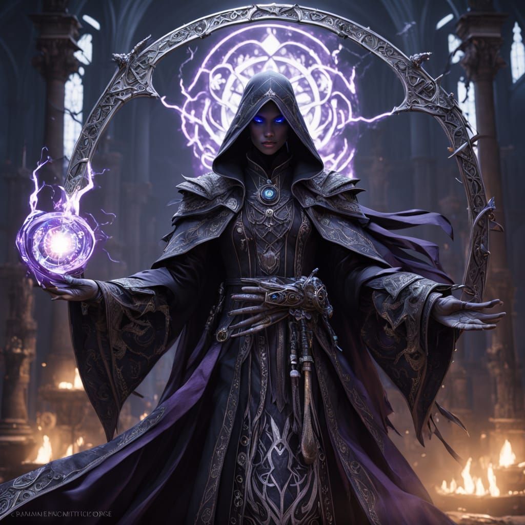 Ethereal Dark Sorcerer Unveiled in Mystical Regalia