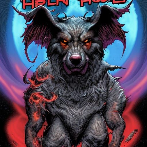 Hell Hound in Comic Book Art Style