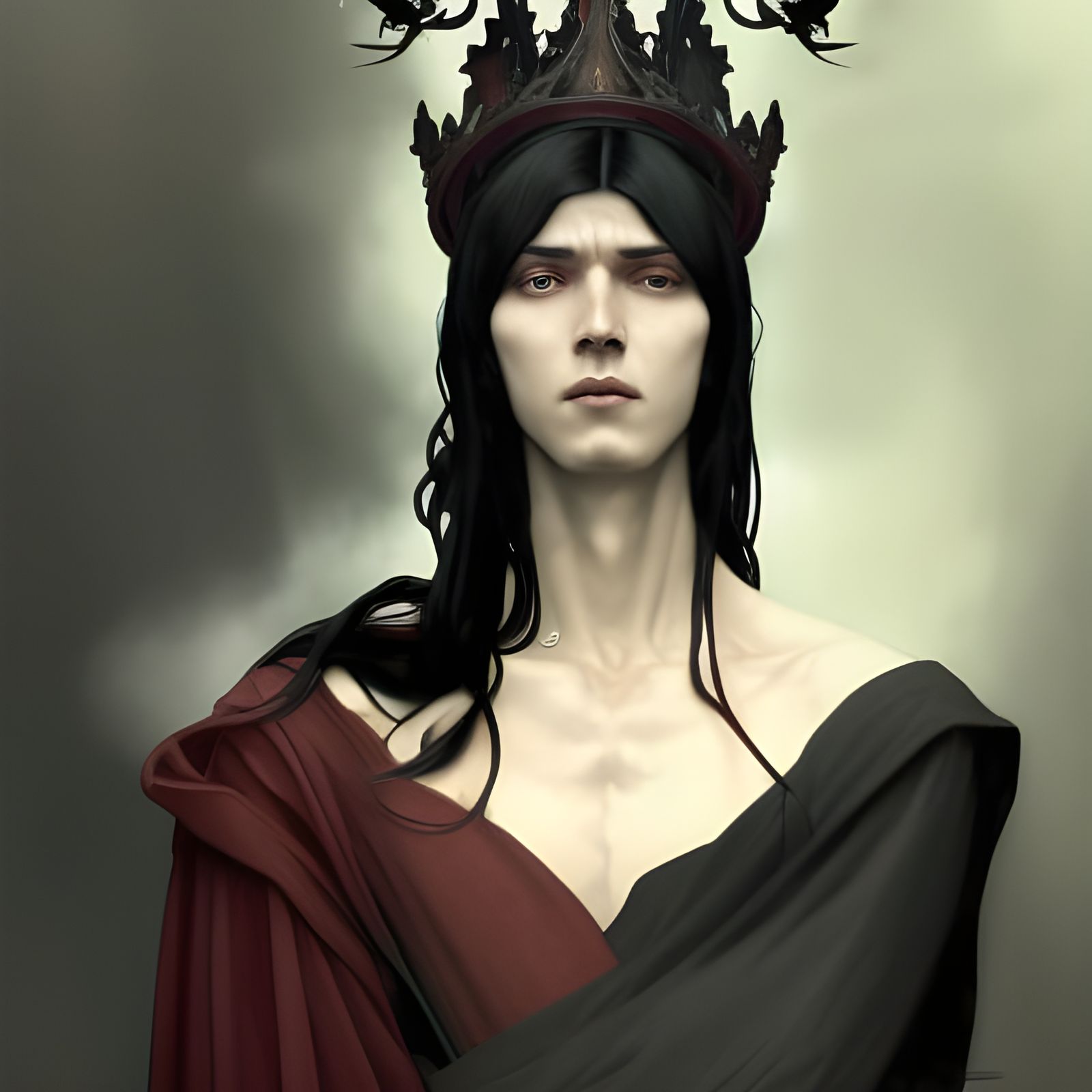 Pale King in Crimson Robes: Fantasy Portrait