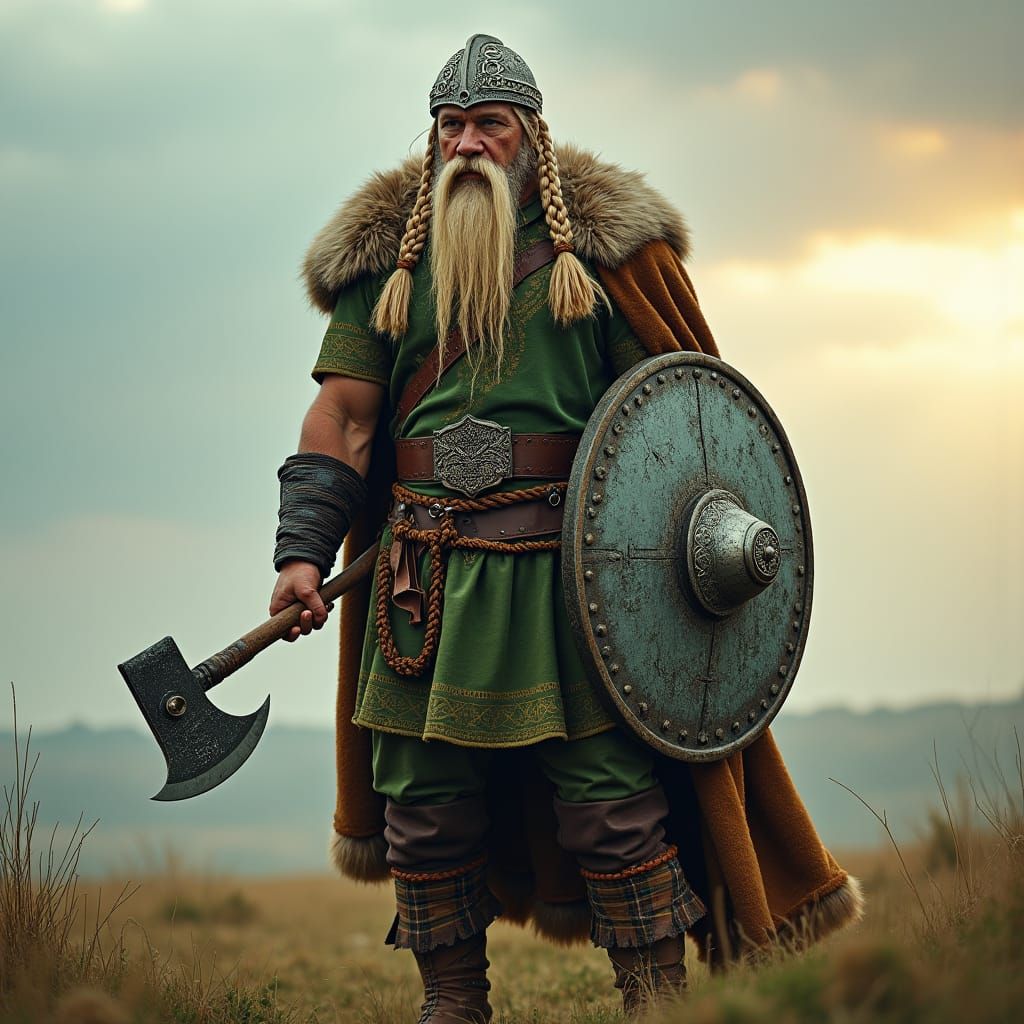 Germanic Warrior with Celtic Accents Ready for Battle