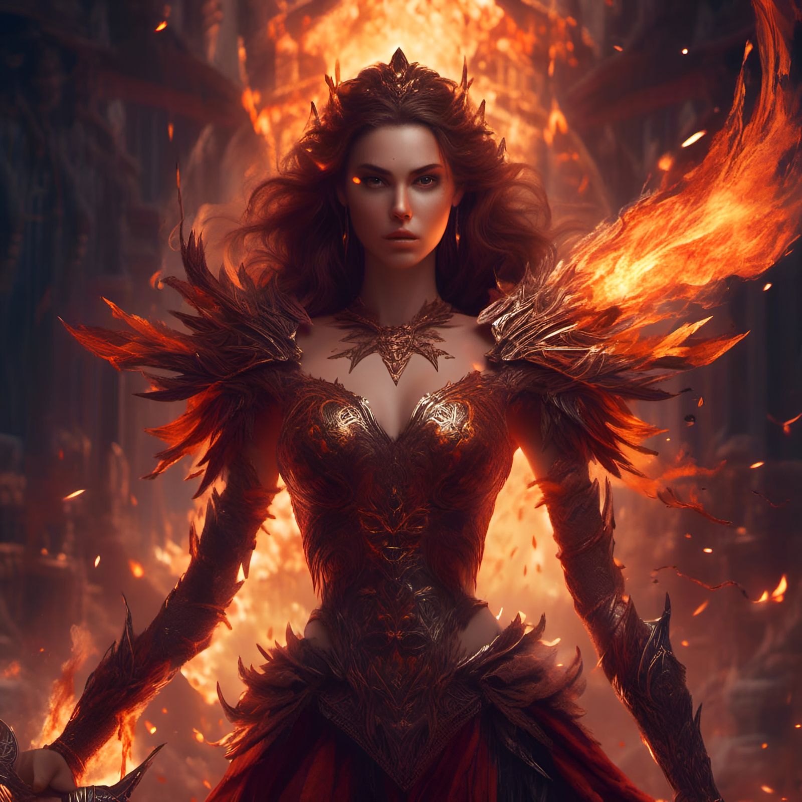 Queen of Fire with Flaming Sword