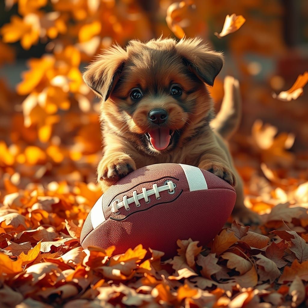 Puppy's Autumn Football Game in Anime Style