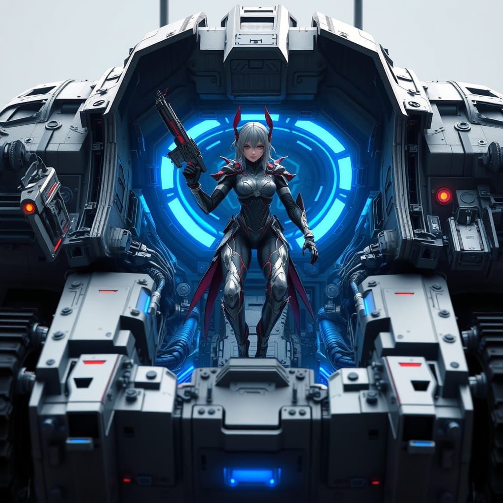 Cyborg Vampire Descends into Futuristic Tank