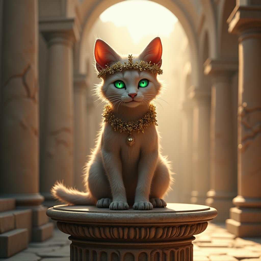 Cat in Ancient Rome with Laurel Wreath