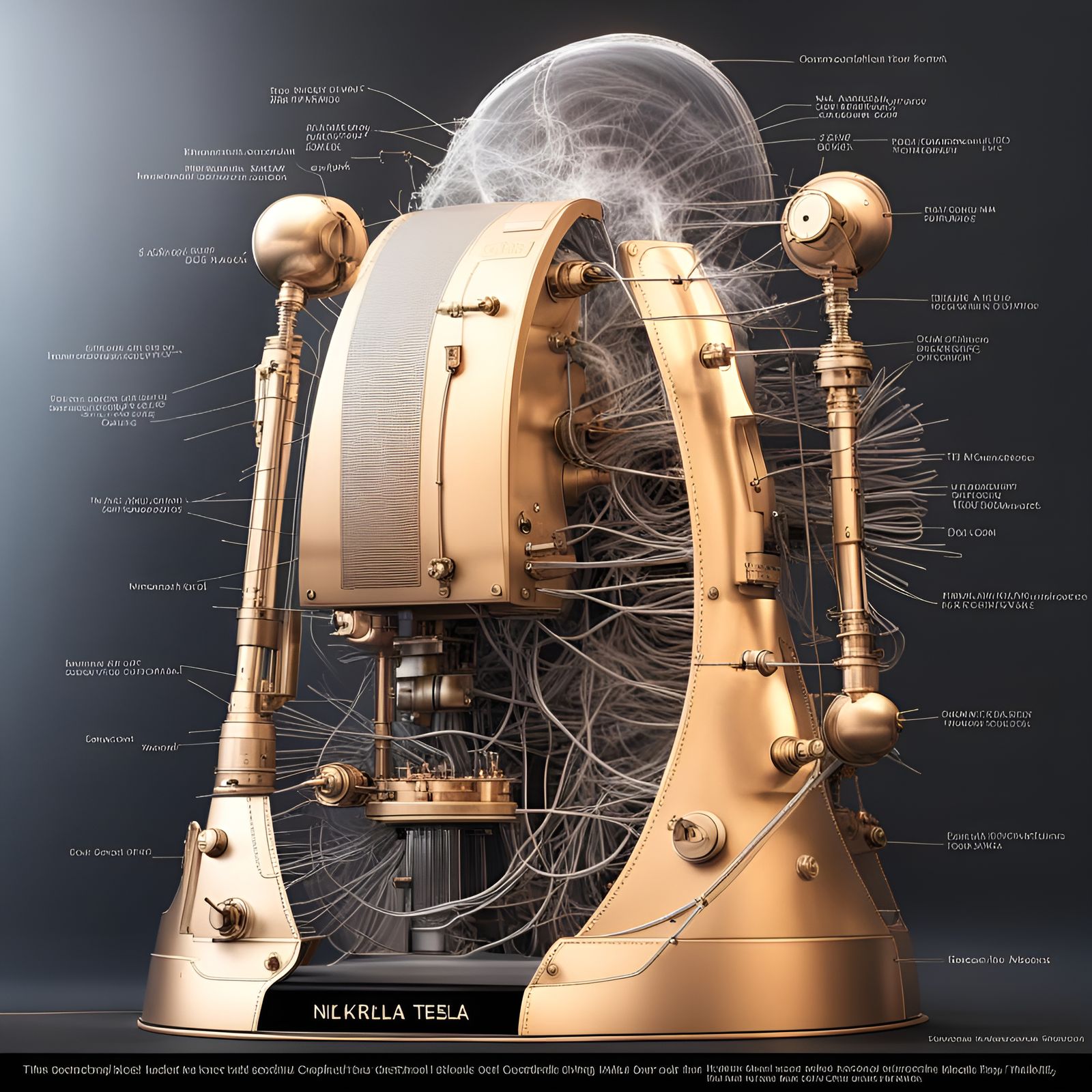 Tesla-Inspired Electrical Device in Hyperrealism
