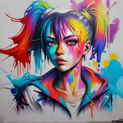 Colorful Graffiti Art with Oil Gouache Effects