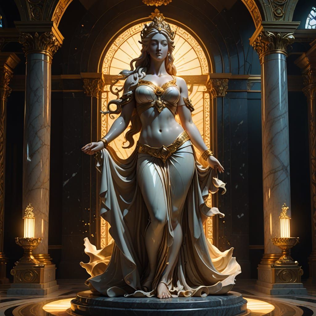 Aphrodite Ivory Statue in Dark Fantasy Style
