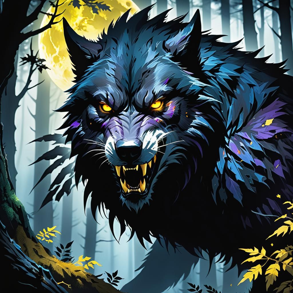 Eerie Werewolf Peeks Through Forest Canopy