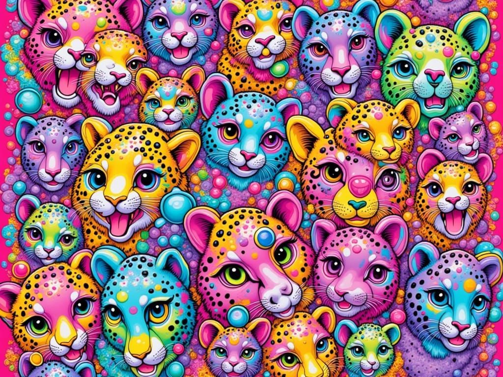 Lisa Frank Style Leopard Babies Collage Notebook