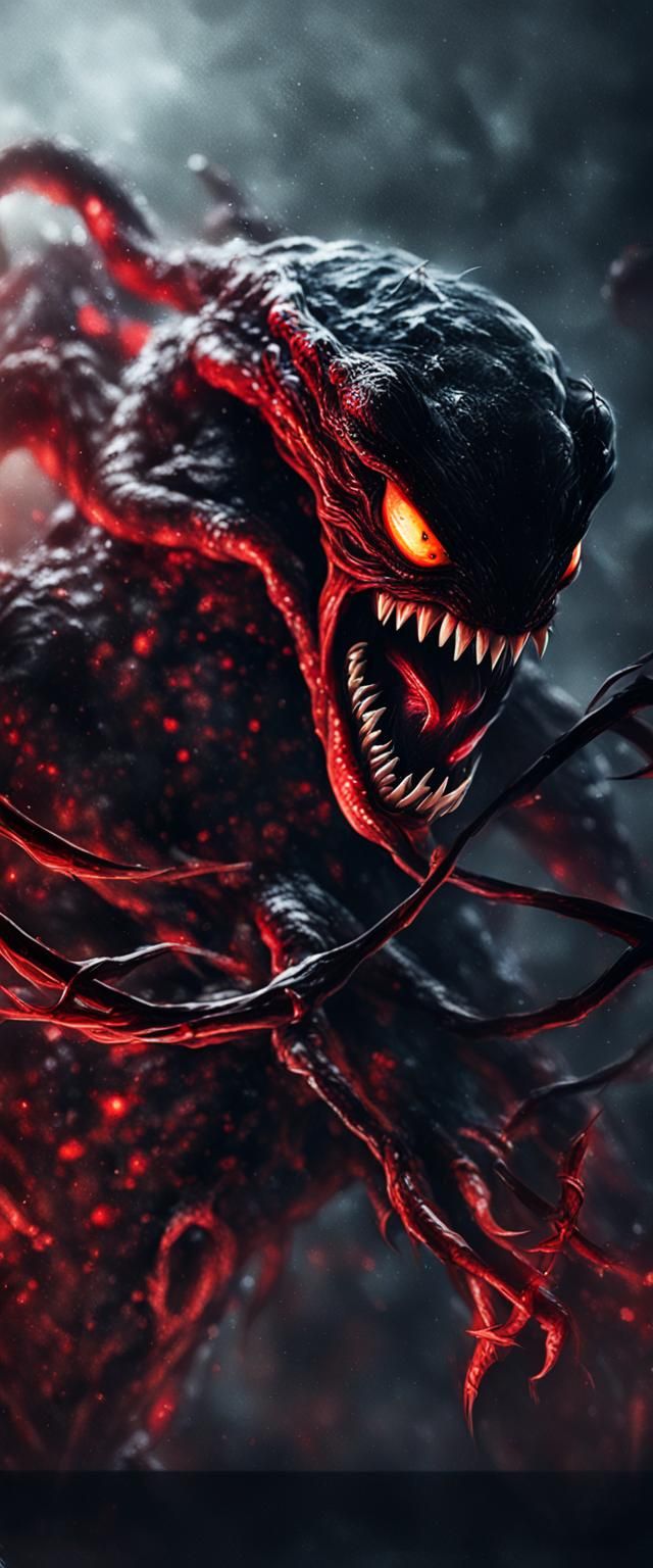 Venom and Spider Fusion in Dark Fantasy Style