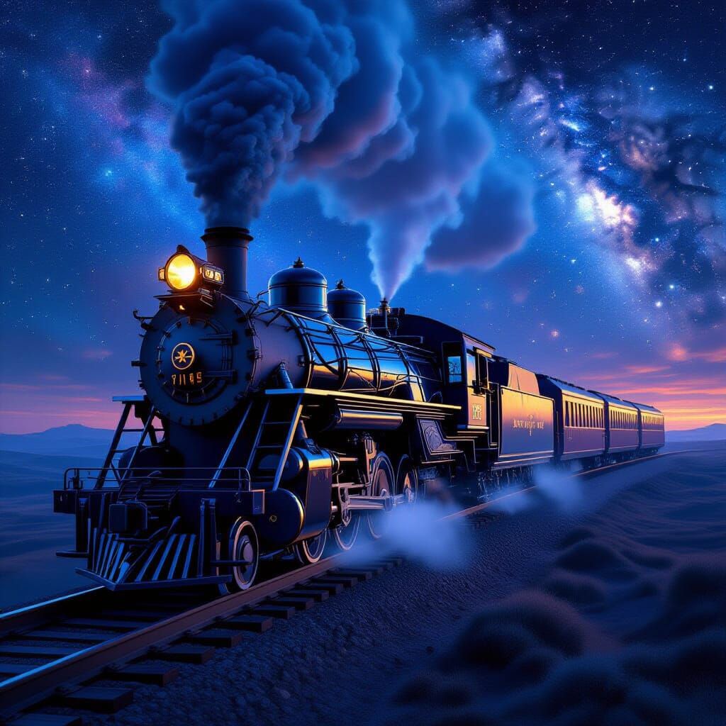 Celestial Steam Train in Galactic Void