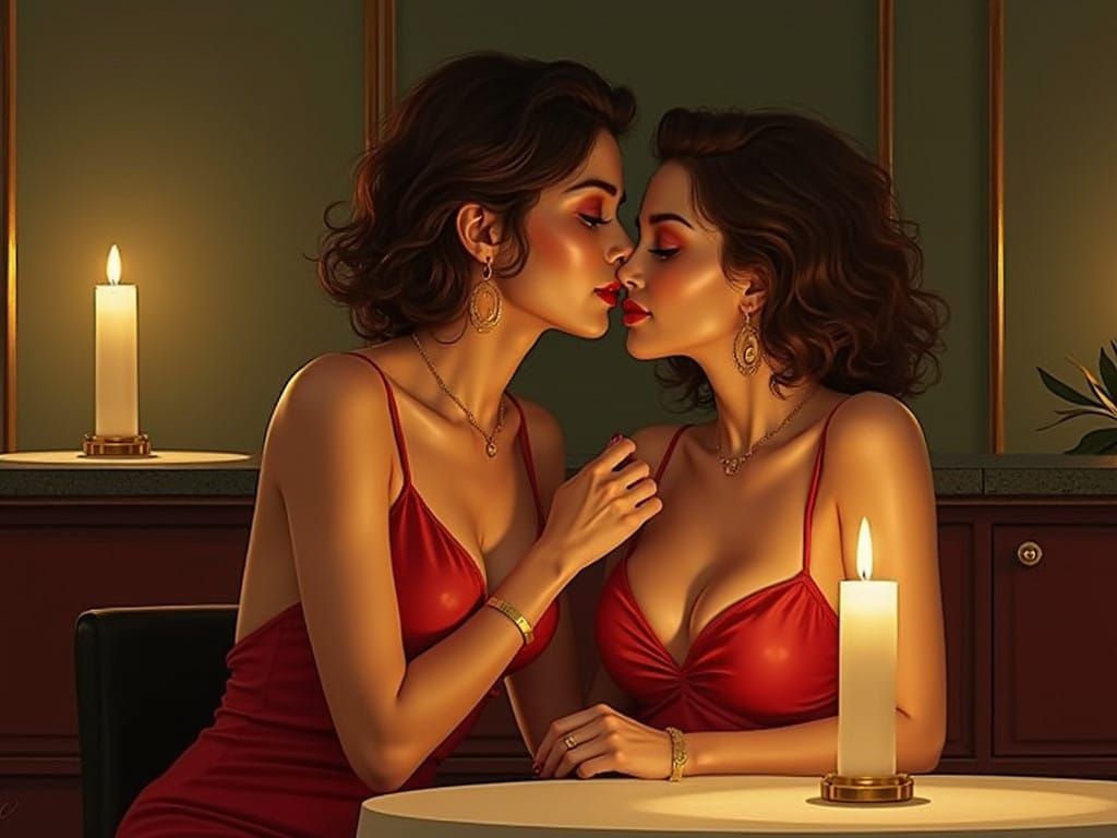 Sultry Woman Leans In, Sharing Secrets in Vibrant Portrait