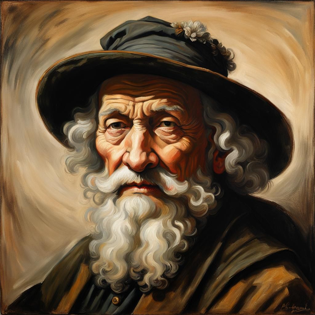 Baroque Portrait of an Old Man in Oil Paint