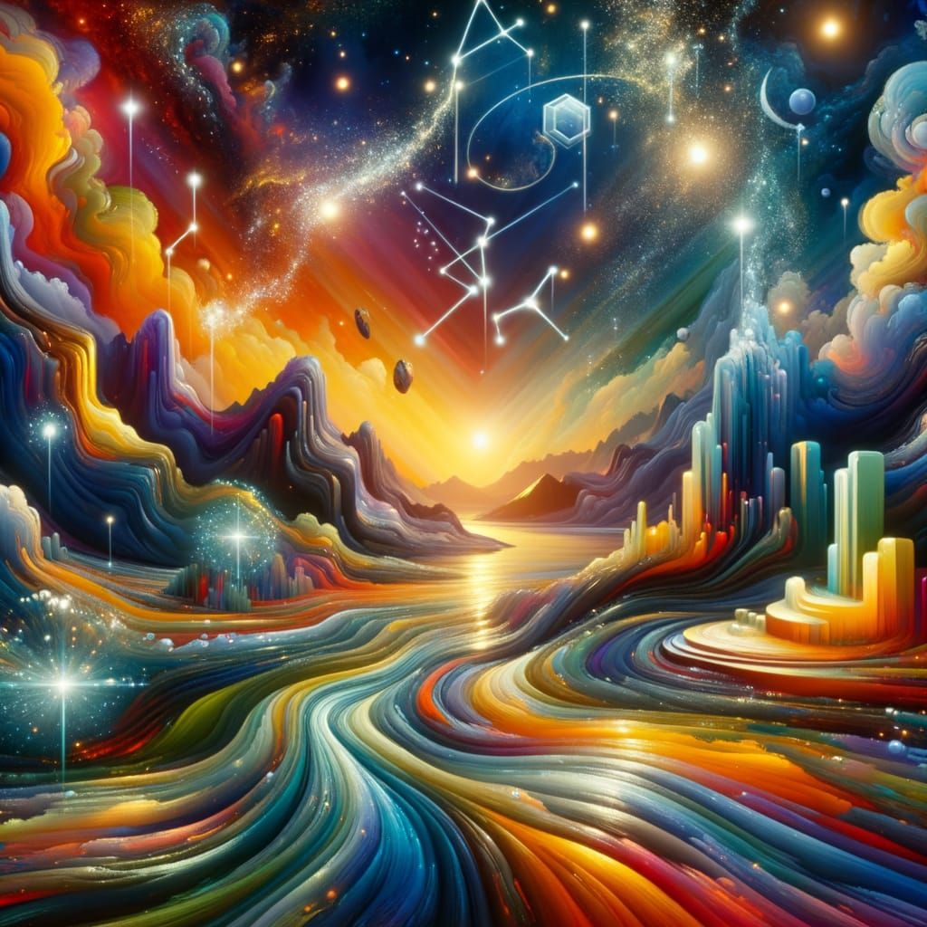 Abstract Landscape of Liquid Light and Crystal Islands