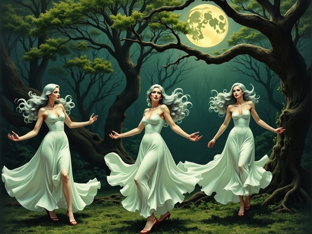 Ethereal Samodivi Dance in Mystical Forest