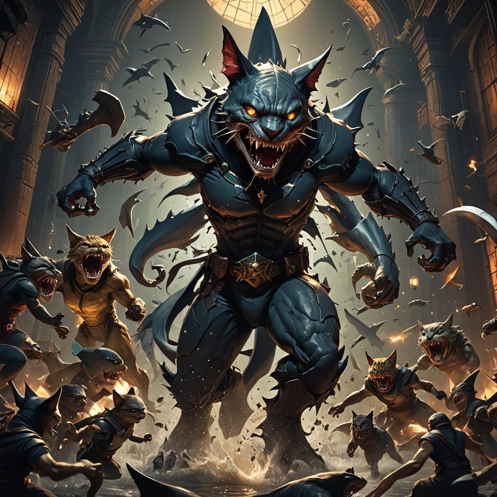 Menacing Hybrid Creature in Dark Fantasy Style