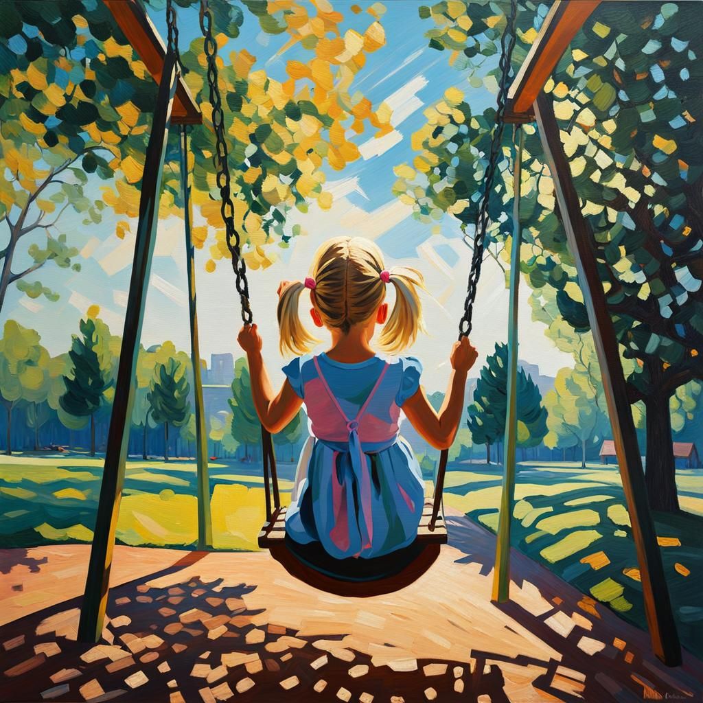 Young girl with blonde hair in pigtails