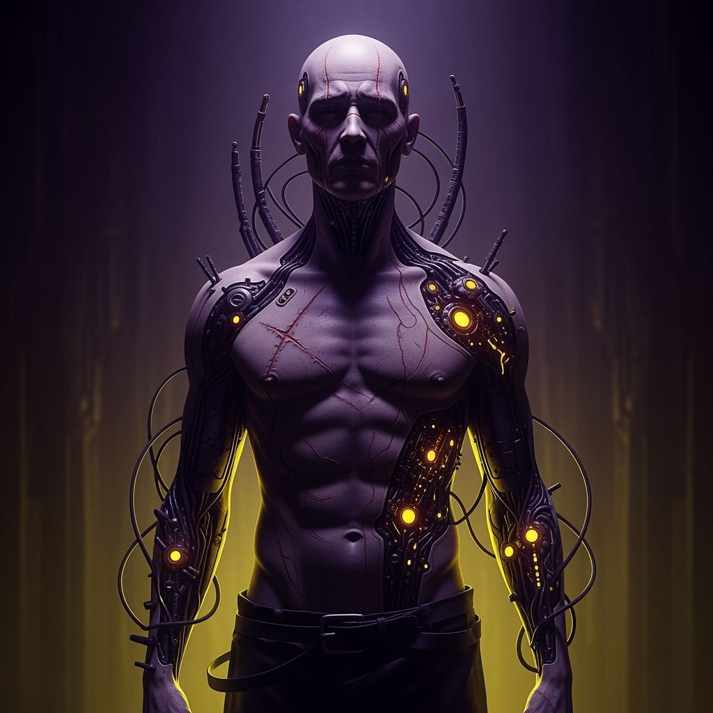 Dark Fantasy Figure with Synthetic Implants