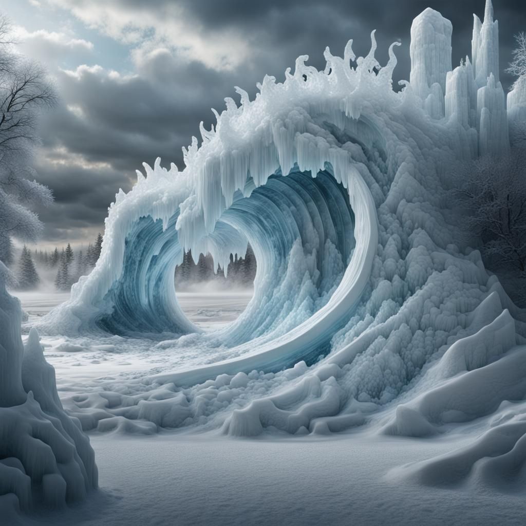 Epic Ice Sculpture of Time Wave