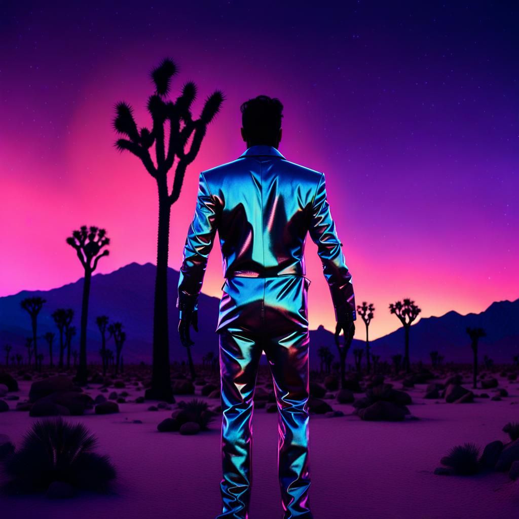 Cosmic Cowboy in Desert Neon Dreamscape