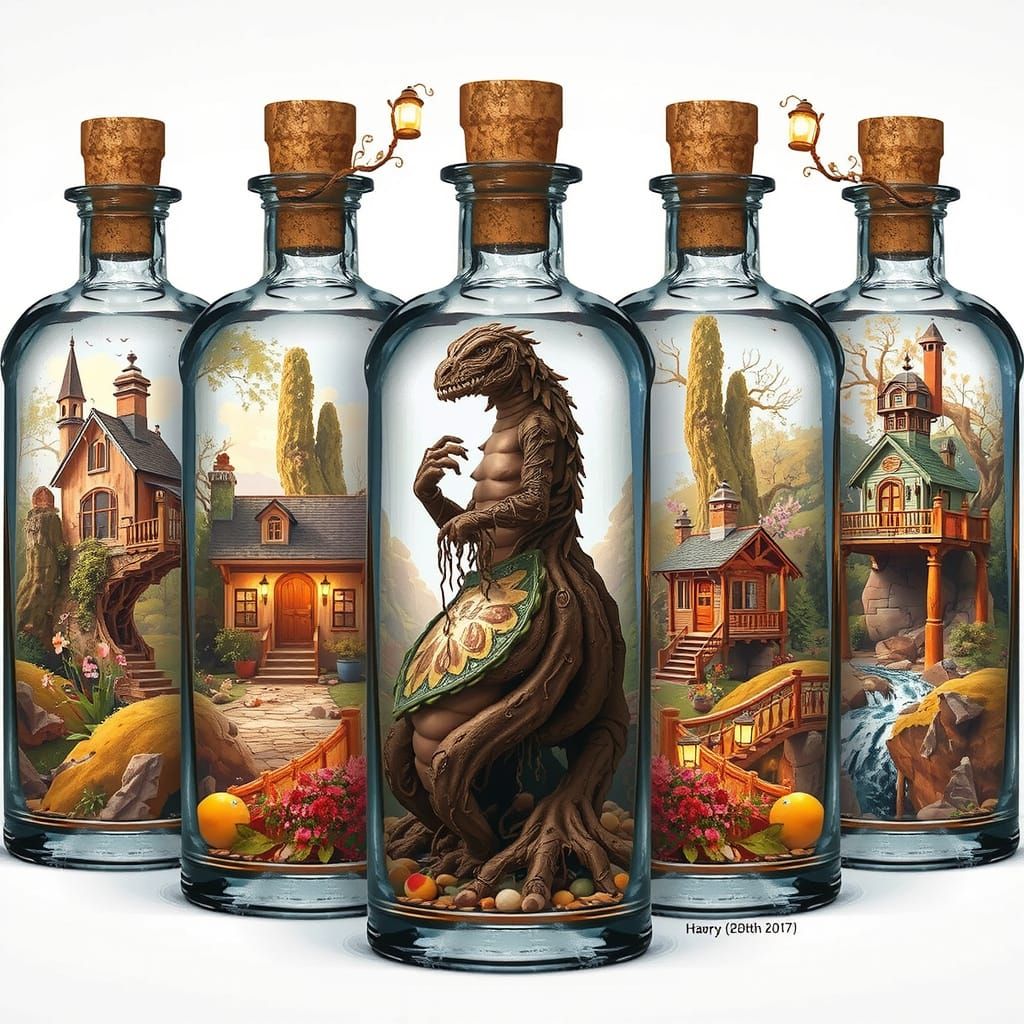 Roots and Leaves Creature in Whimsical Fantasy World