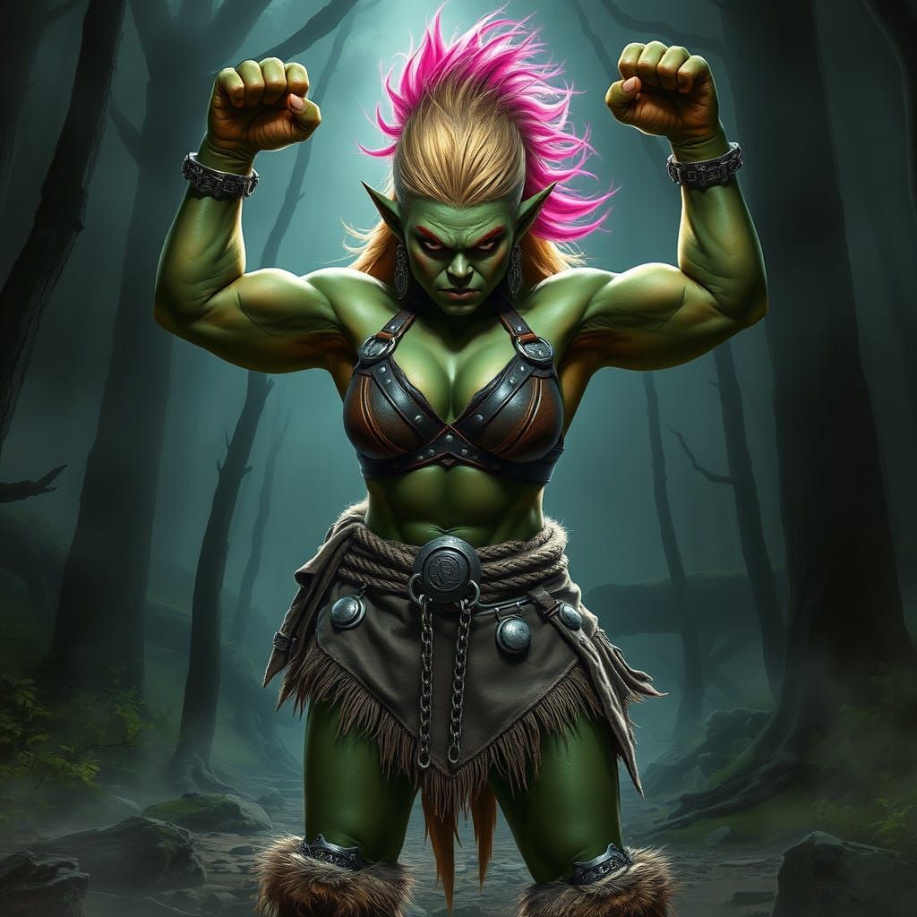 Fierce Orc Warrior in Ancient Forest
