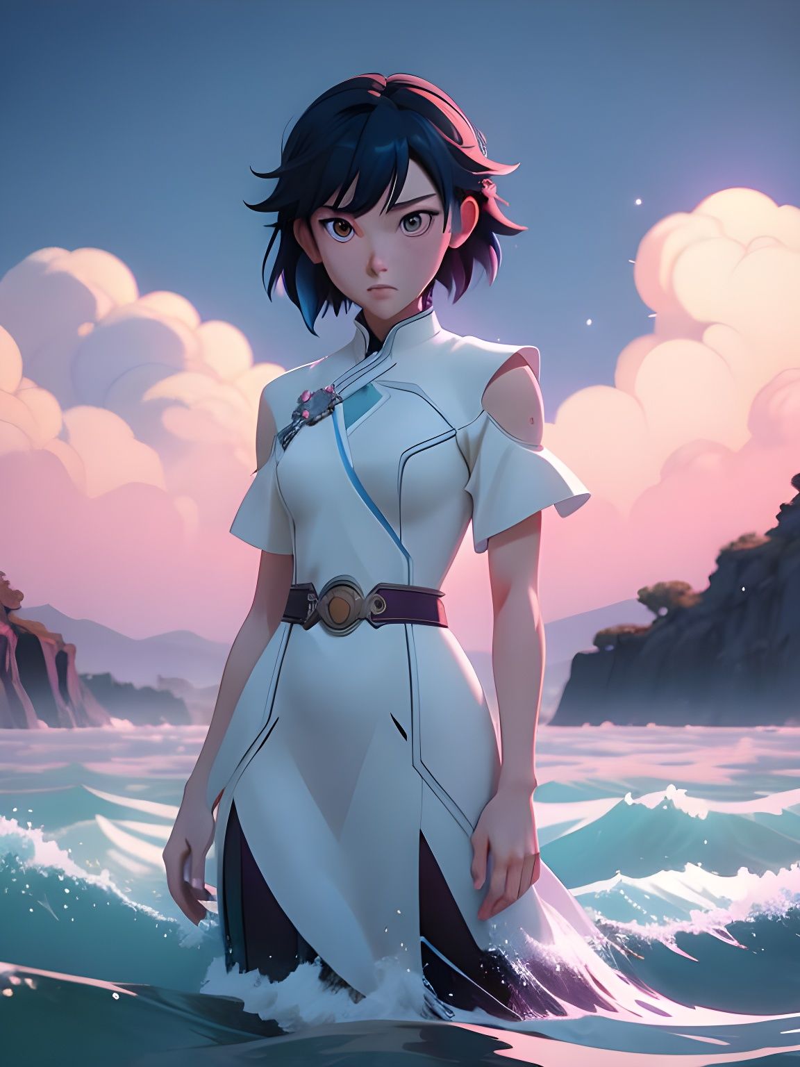 Anime Female Wizard with Runic Magic