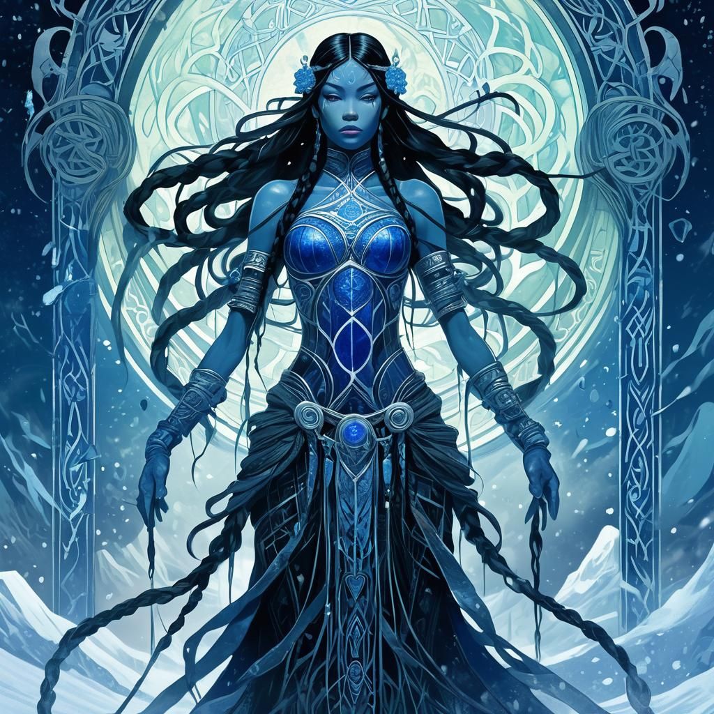 Majestic Ice Giant in Art Nouveau Style