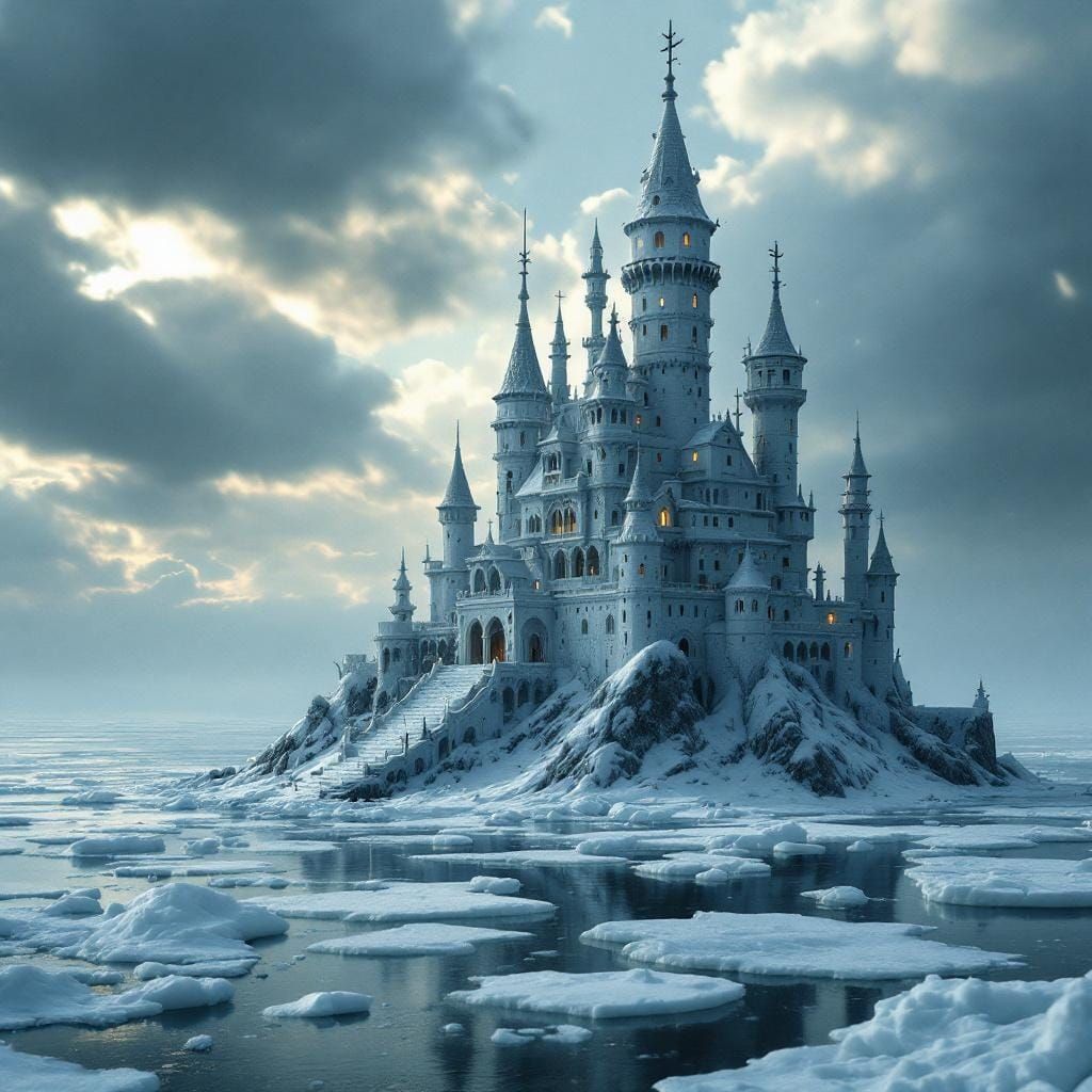 Icy German Castle on Frozen Island