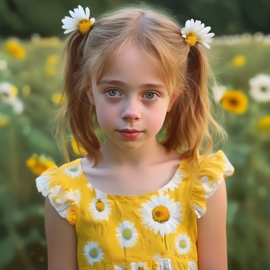 Impressionistic Portrait of a Girl in a Field