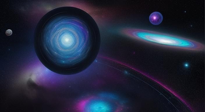 Deep Space Nine ( Star Trek ) with  blue Wormhole in the Bac...