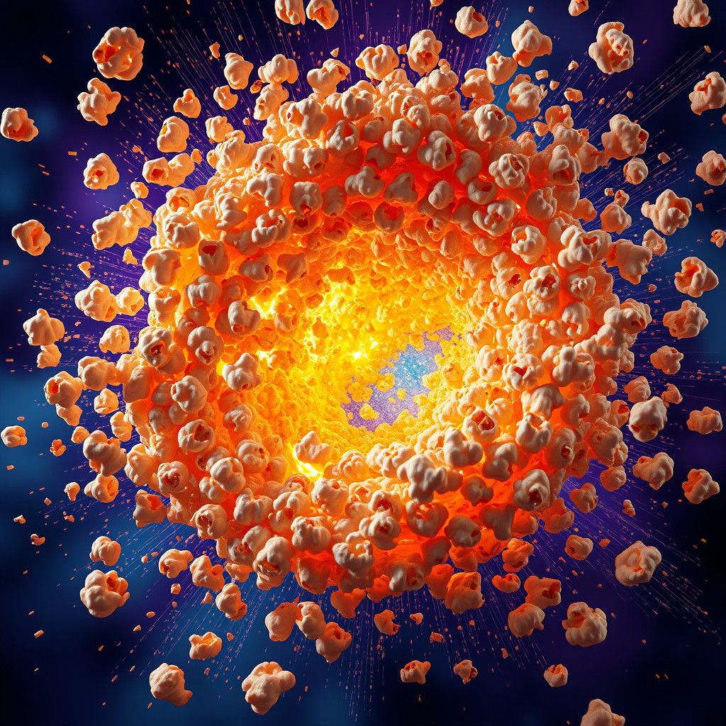 Popcorn Explosion in High-Contrast Digital Art