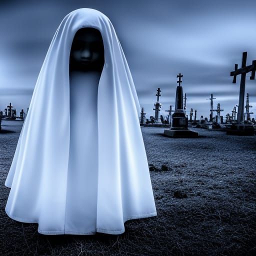 Graveyard Ghost of a Child in Hyperrealistic Style