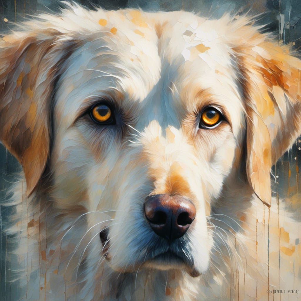 Watercolor Labrador Portrait with Prismatic Eyes