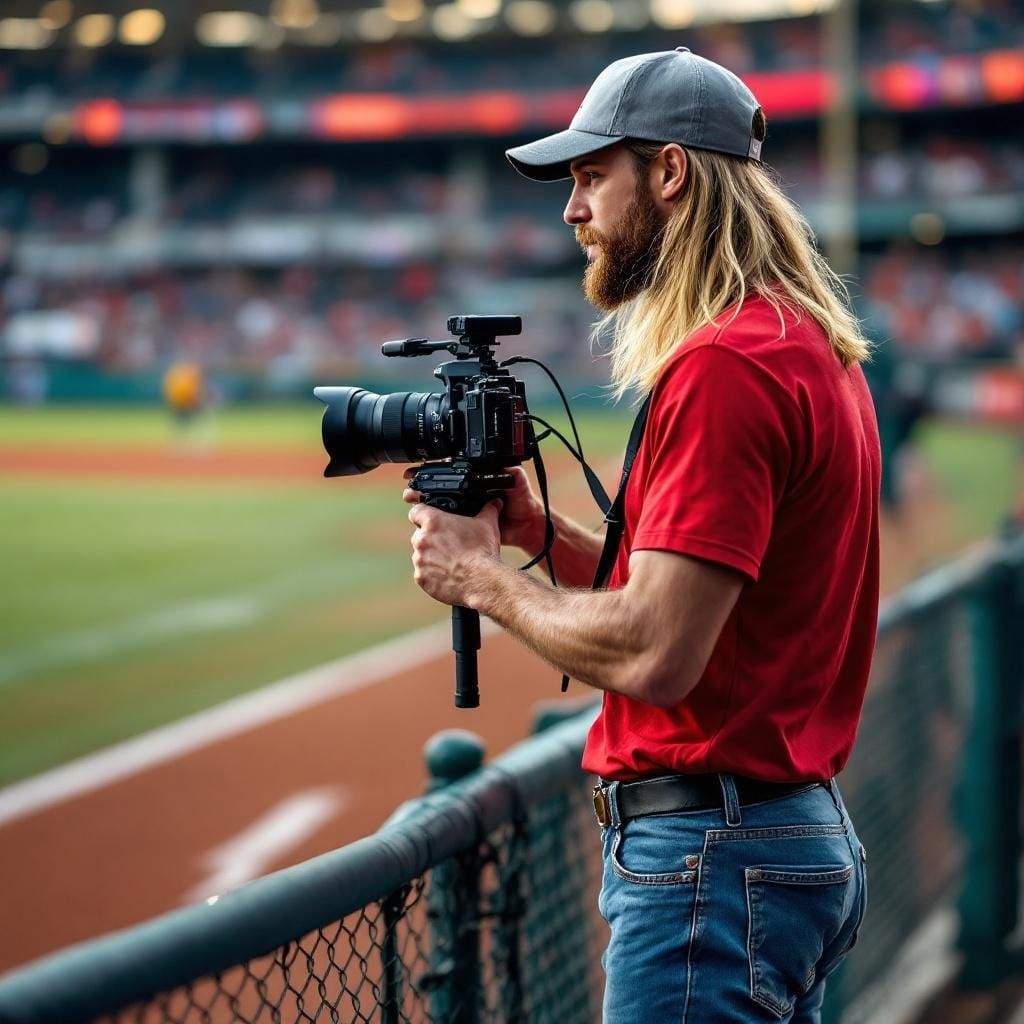 Photorealistic Baseball Game Filming with Bokeh