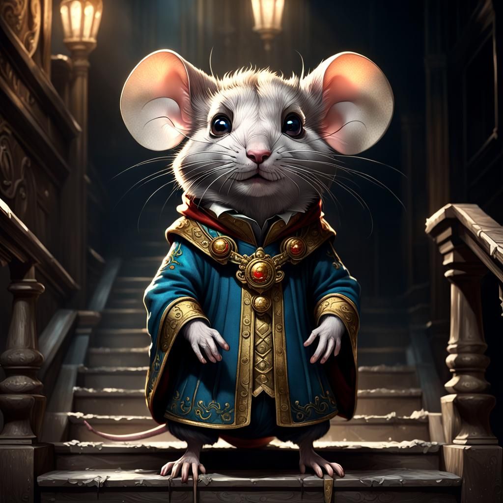 Mouse King Portrait in Detailed Digital Art Style