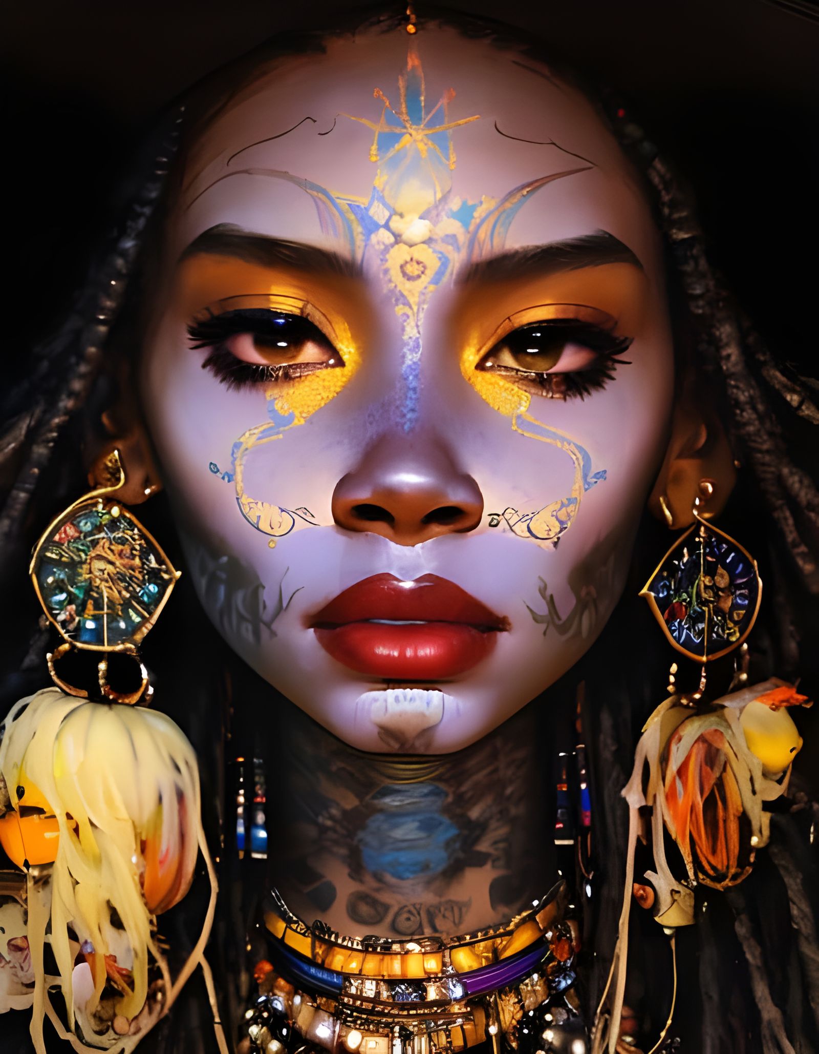 Voodoo Witch Doctor Portrait with Magic Glow