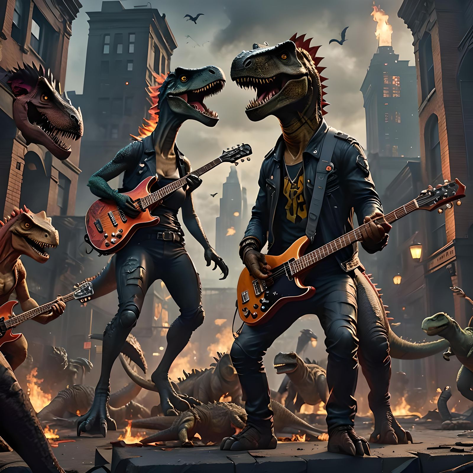 Dinosaurs Rock Concert in Burning City