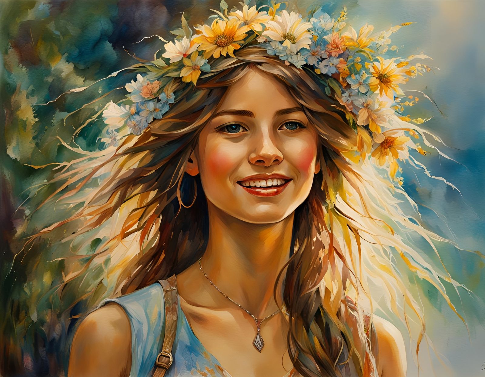 Girl From Ipanema: Vivid Watercolor Painting