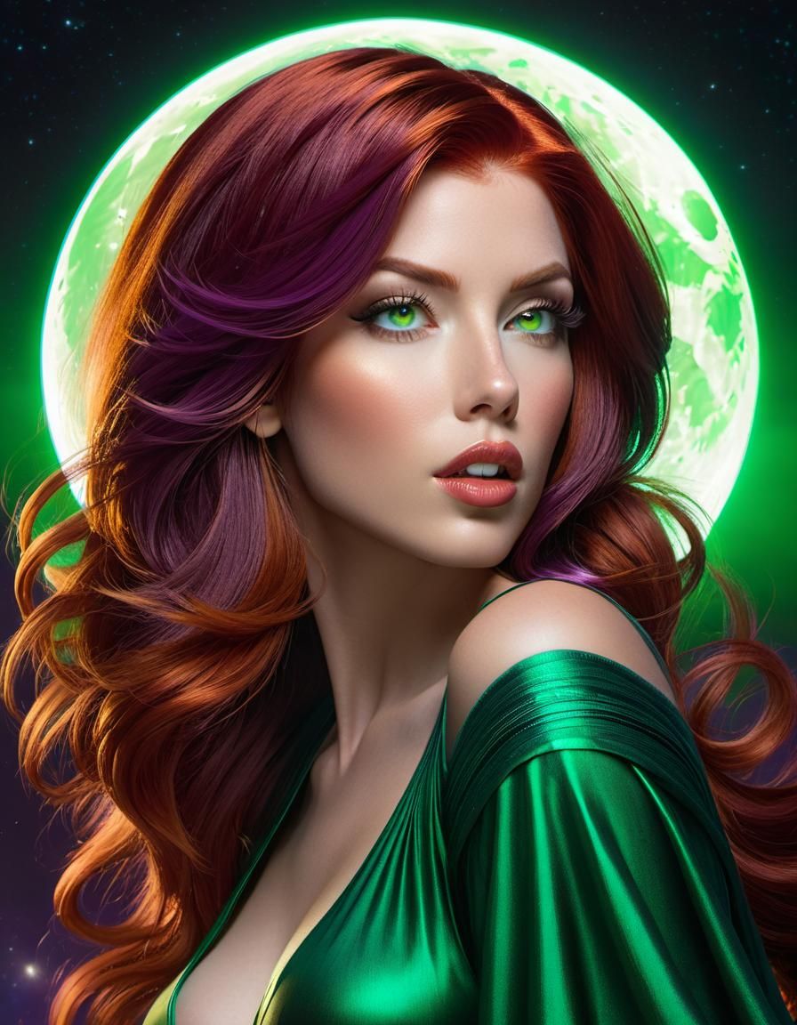 Women Kissing in Moonlight: Hyperdetailed Concept Art