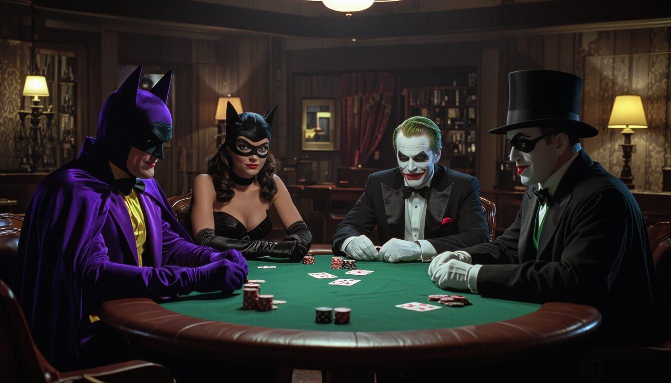 Batman Villains Play Poker in 1960s TV Show Style