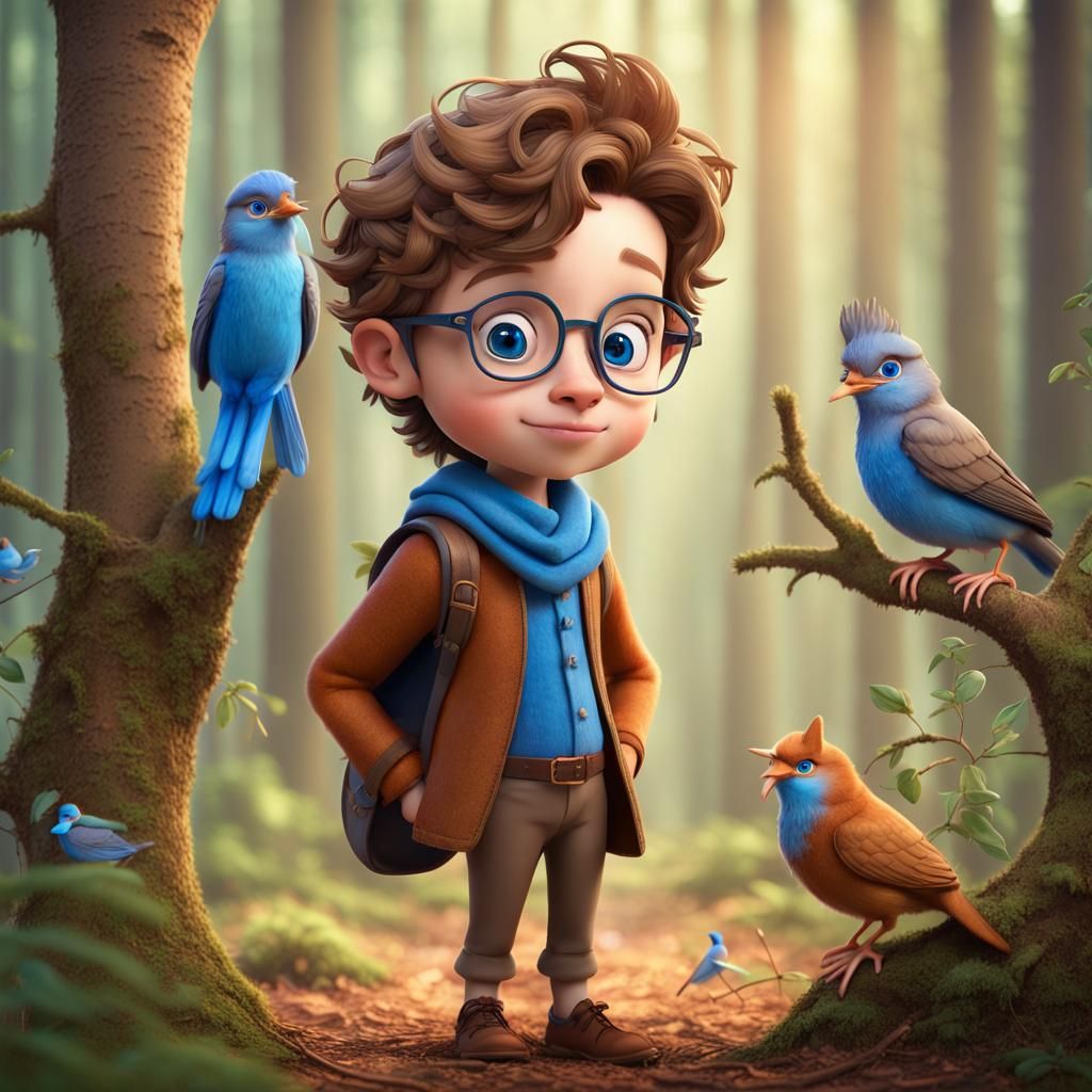 Whimsical Young Prince Listening to Singing Birds