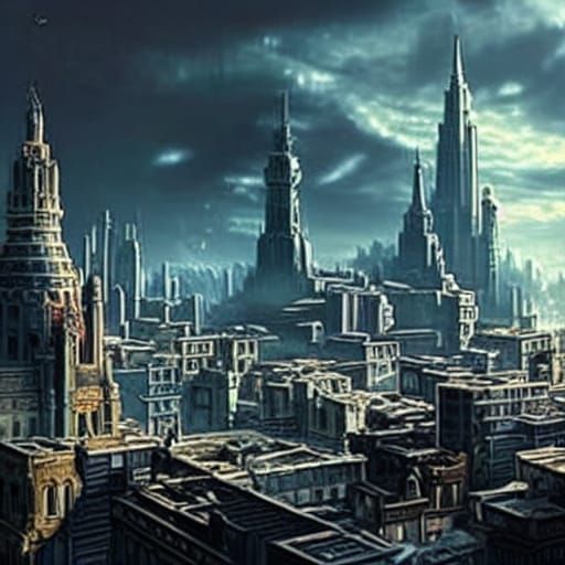 City Depression: Sunlight Rekindles Hope in Digital Painting
