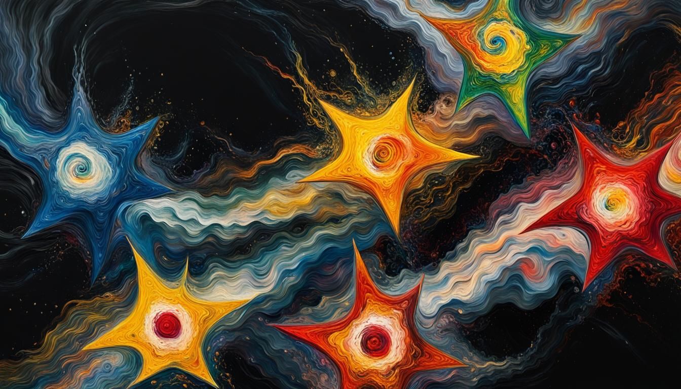 Cosmic Stars in Vivid Impasto Style