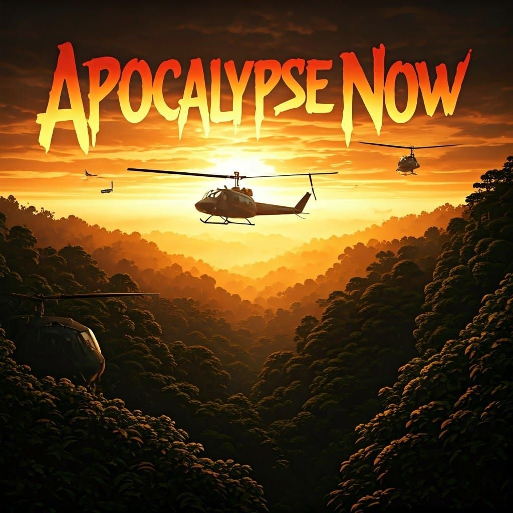 Apocalypse Now: Helicopters in Jungle Sunset