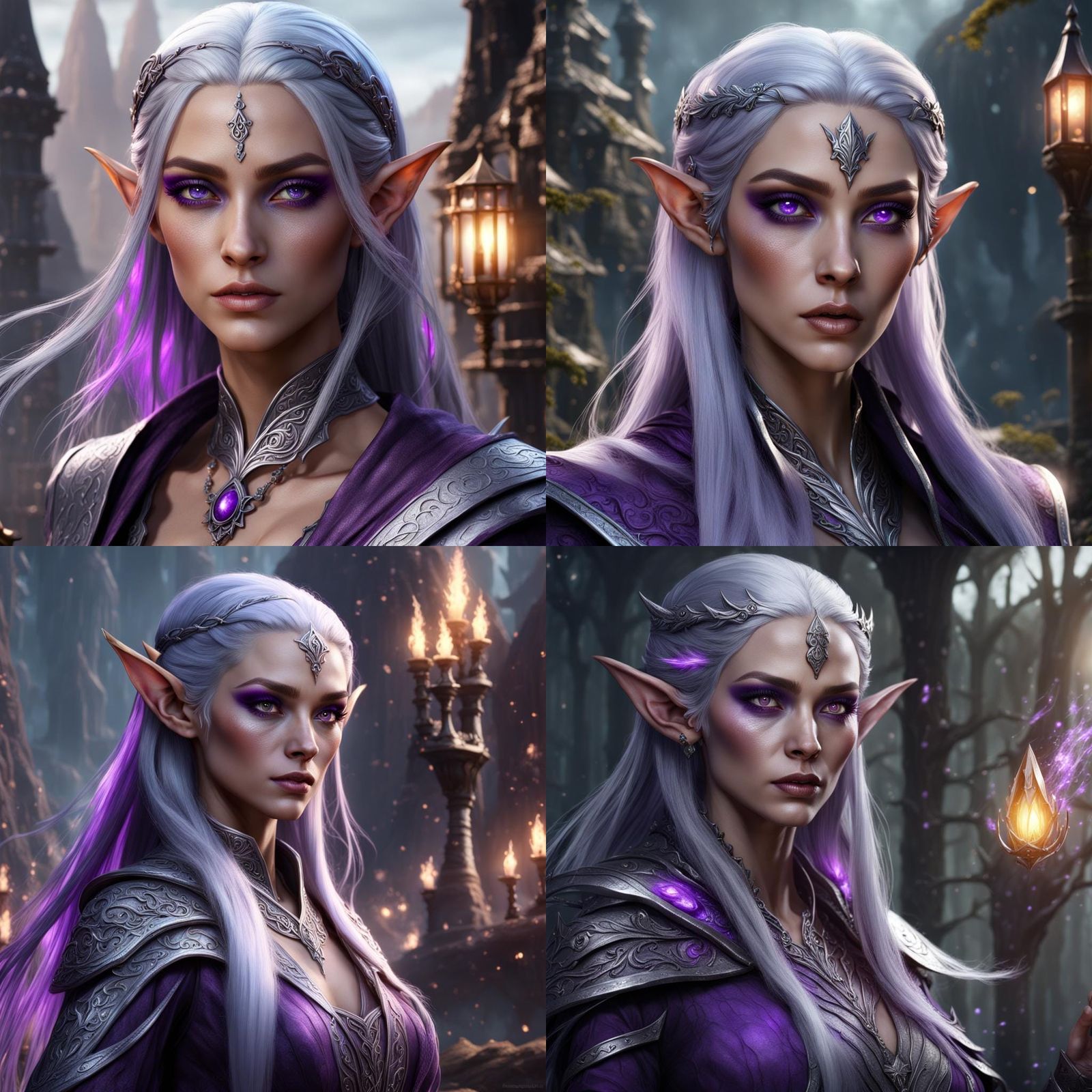 Silver Haired Elven Wizard in Detailed Matte Painting
