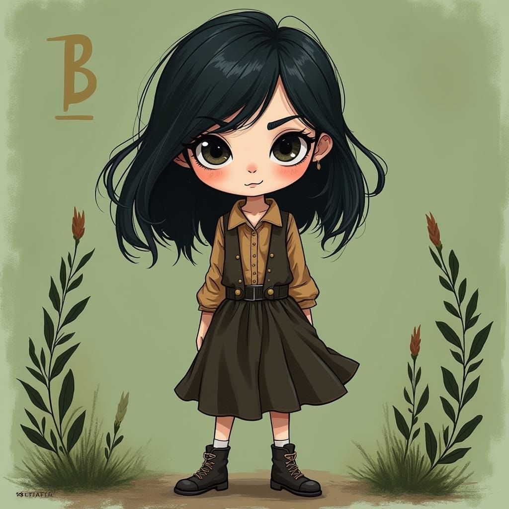 Young Girl in Leather Outfit, Set Against a Pistachio Green ...