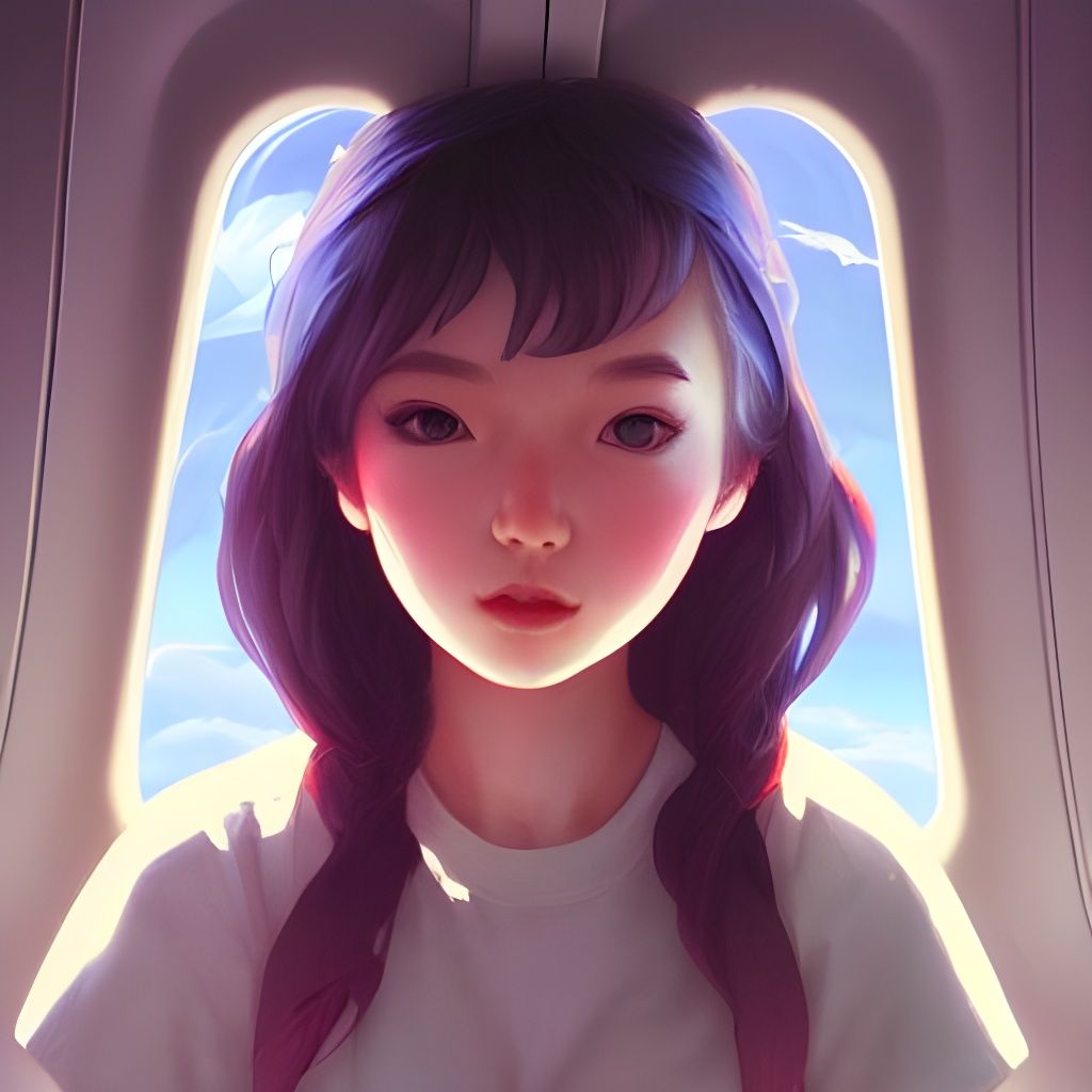 Girl Sees Magical World from Airplane Window