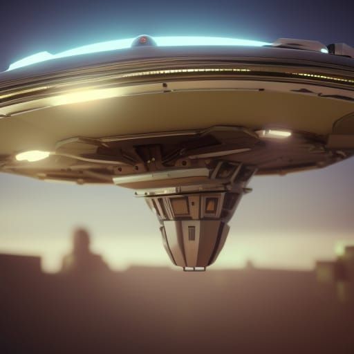 Futuristic Quantum Flying Saucer in Sci-Fi Style