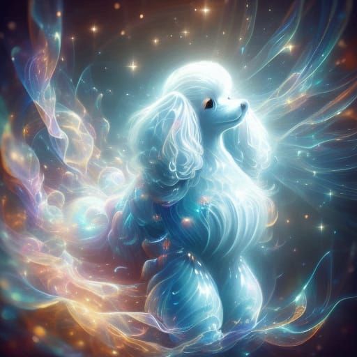 Kawaii Dog Playing: A Pastel Digital Illustration